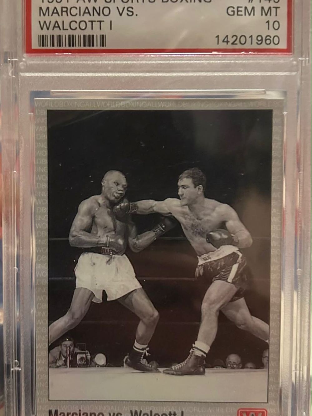 GEM MINT 10 PSA ROCKY MARCIANO WALCOTT 1991 AW BOXING CARD #145 “PERFECT PUNCH”